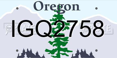 IGQ2758 Oregon License Plate
