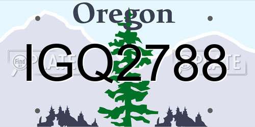 IGQ2788 Oregon License Plate