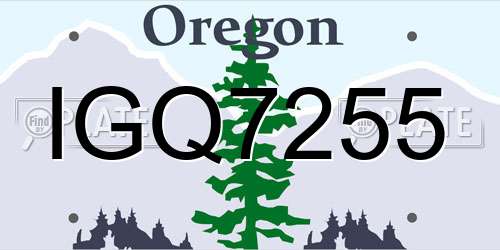 IGQ7255 Oregon License Plate