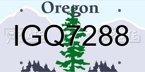 IGQ7288 Oregon License Plate