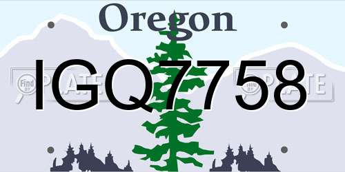 IGQ7758 Oregon License Plate
