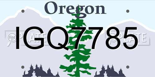 IGQ7785 Oregon License Plate