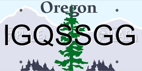 IGQSSGG Oregon License Plate