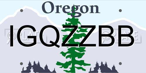 IGQZZBB Oregon License Plate