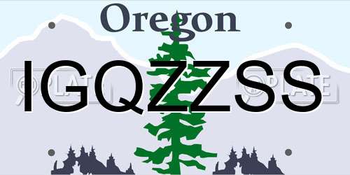 IGQZZSS Oregon License Plate