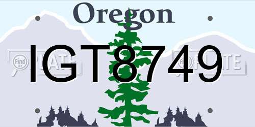 IGT8749 Oregon License Plate