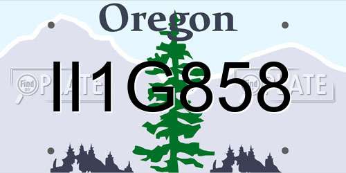 II1G858 Oregon License Plate