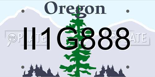 II1G888 Oregon License Plate
