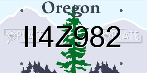 II4Z982 Oregon License Plate
