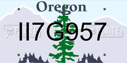 II7G957 Oregon License Plate