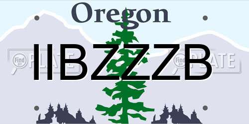 IIBZZZB Oregon License Plate