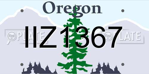 IIZ1367 Oregon License Plate