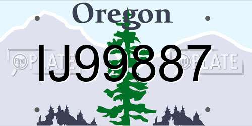 IJ99887 Oregon License Plate