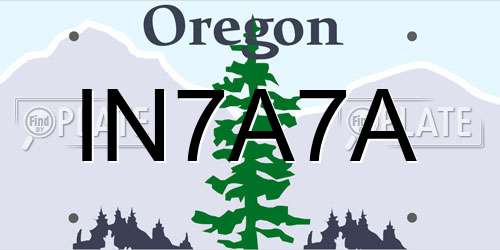 IN7A7A Oregon License Plate