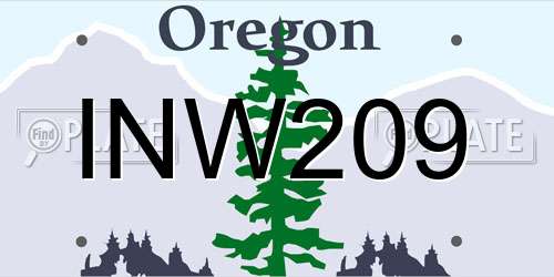 INW209 Oregon License Plate