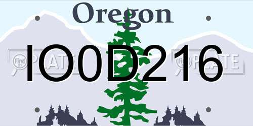 IO0D216 Oregon License Plate