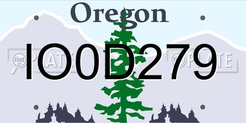 IO0D279 Oregon License Plate
