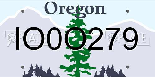IO0O279 Oregon License Plate