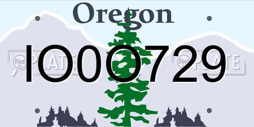 IO0O729 Oregon License Plate