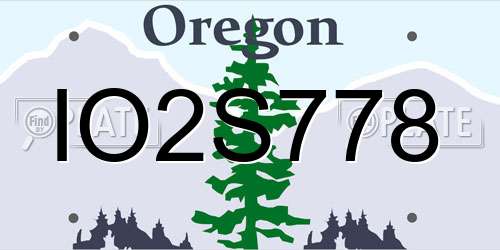 IO2S778 Oregon License Plate
