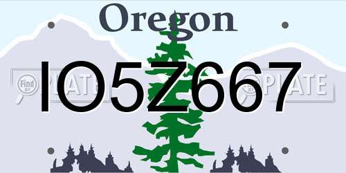 IO5Z667 Oregon License Plate