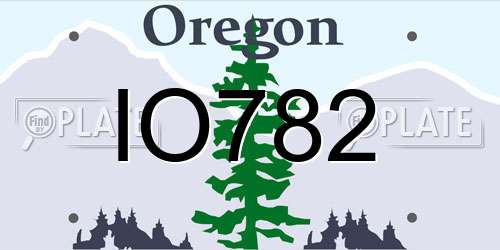 IO782 Oregon License Plate
