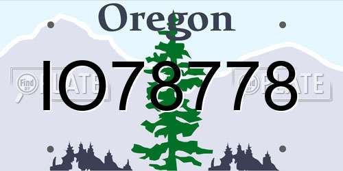 IO78778 Oregon License Plate