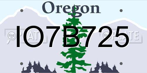 IO7B725 Oregon License Plate