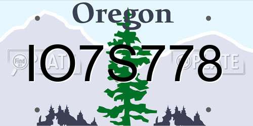 IO7S778 Oregon License Plate