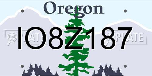 IO8Z187 Oregon License Plate
