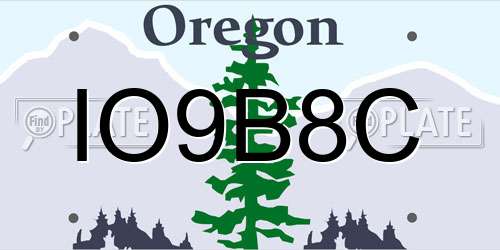 IO9B8C Oregon License Plate