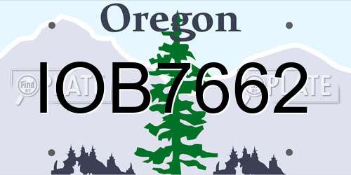 IOB7662 Oregon License Plate