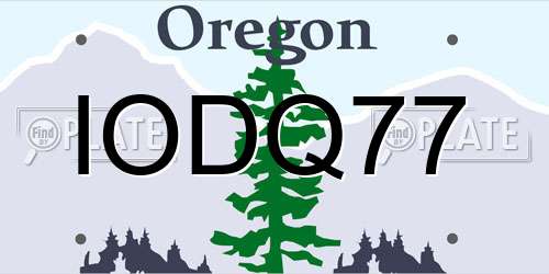 IODQ77 Oregon License Plate