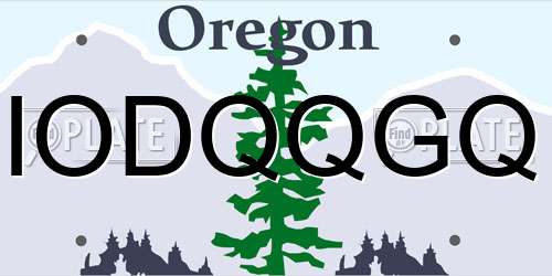 IODQQGQ Oregon License Plate