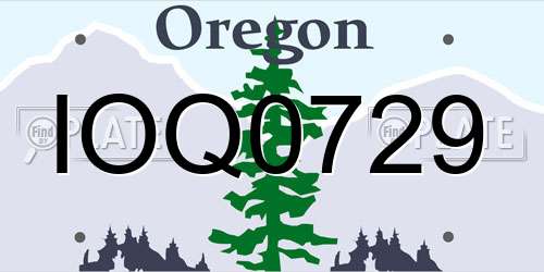 IOQ0729 Oregon License Plate