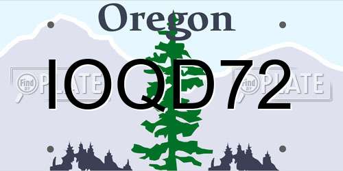 IOQD72 Oregon License Plate