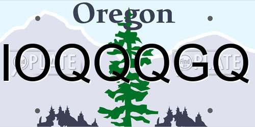 IOQQQGQ Oregon License Plate