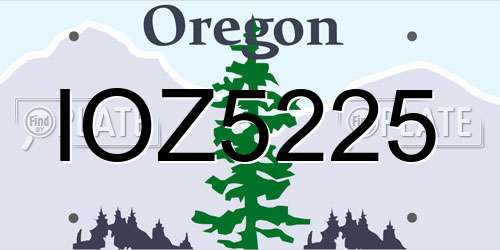 IOZ5225 Oregon License Plate