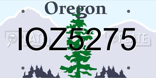 IOZ5275 Oregon License Plate