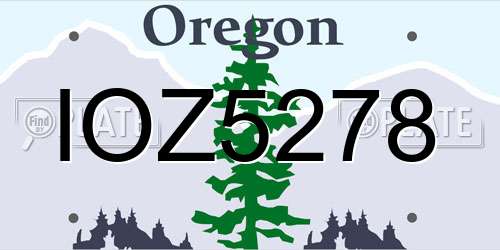 IOZ5278 Oregon License Plate