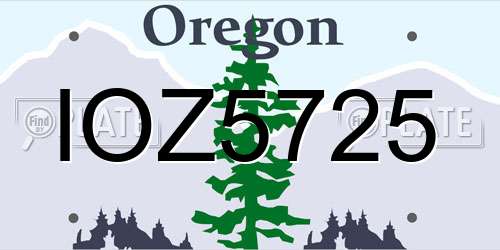 IOZ5725 Oregon License Plate