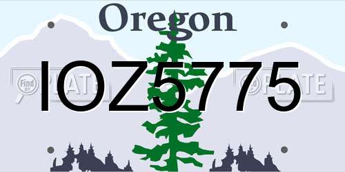 IOZ5775 Oregon License Plate