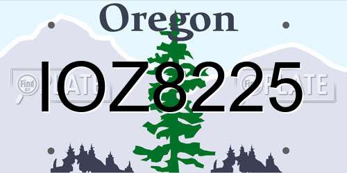 IOZ8225 Oregon License Plate