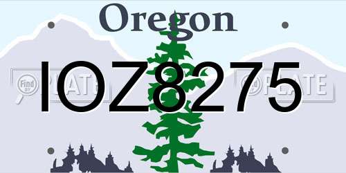 IOZ8275 Oregon License Plate