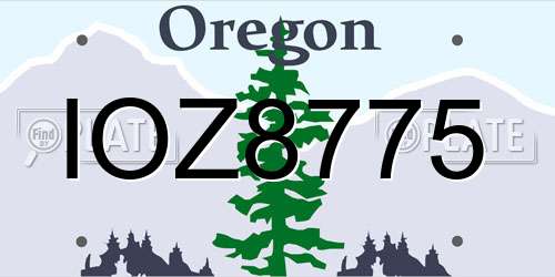 IOZ8775 Oregon License Plate
