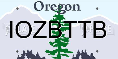IOZBTTB Oregon License Plate