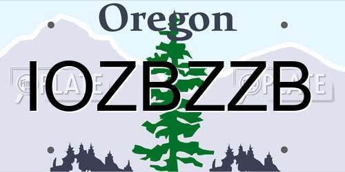 IOZBZZB Oregon License Plate