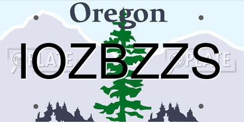 IOZBZZS Oregon License Plate