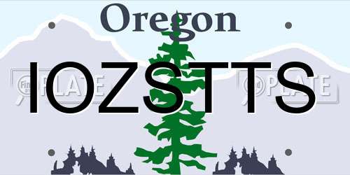 IOZSTTS Oregon License Plate