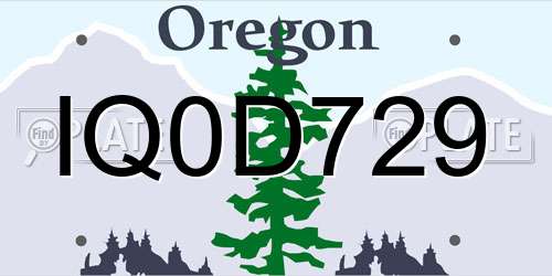 IQ0D729 Oregon License Plate